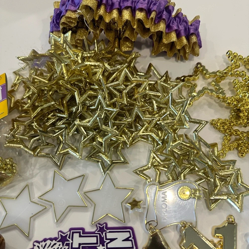 Homecoming Mum Garter Spirit Supplies Purple Gold Cheerleader Football LOT